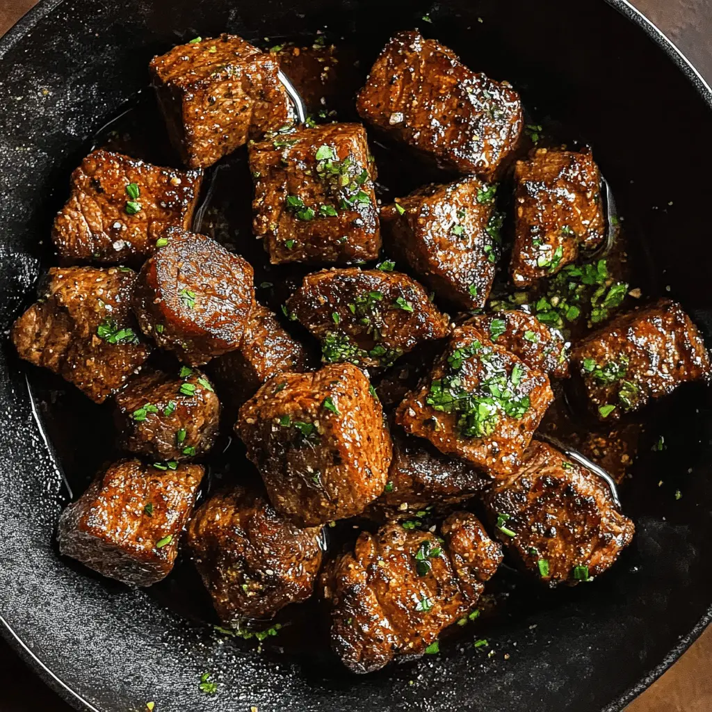 Juicy steak bites tossed in a flavorful Cajun garlic butter sauce make for a perfect quick meal or party snack. This recipe highlights tender beef complemented by zesty spices and aromatic garlic. Perfect for grilling or stovetop cooking, these bites are sure to impress! Save this recipe for your next gathering or cozy dinner night!