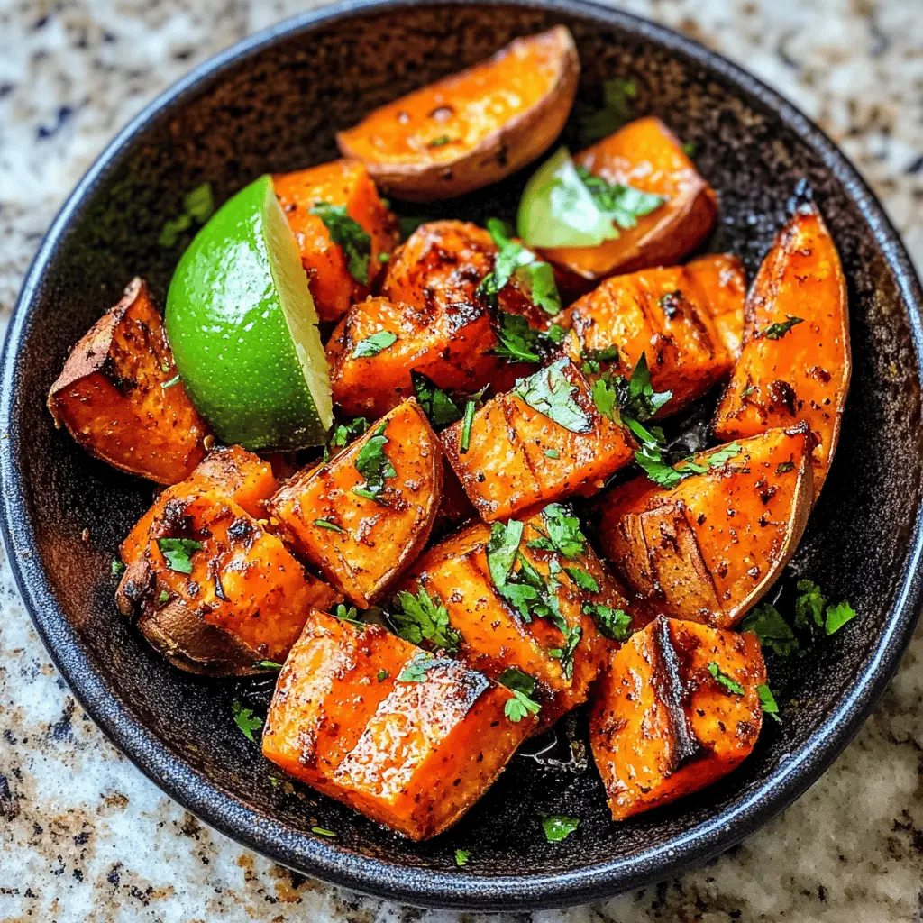 Enjoy the perfect balance of flavors with these Chili + Honey Roasted Sweet Potatoes drizzled with zesty lime juice! This dish features tender sweet potatoes coated in a spicy and sweet blend that makes for a delicious side or a healthy snack. Save this recipe for your next gathering or weeknight dinner. You won't want to miss out on these tasty bites!