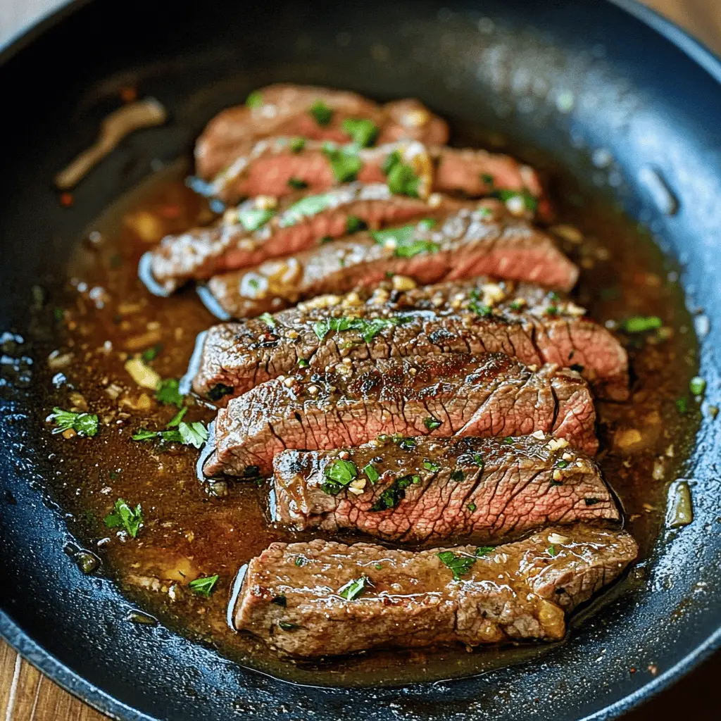 This Garlic Butter Skillet Flank Steak is a delicious and easy way to impress your dinner guests! With tender flank steak cooked in rich, buttery garlic sauce, it's bursting with flavor. Perfect for a weeknight meal or special occasions, just sear and finish in the oven for mouthwatering results. Save this recipe for your next gathering and enjoy a hearty feast!