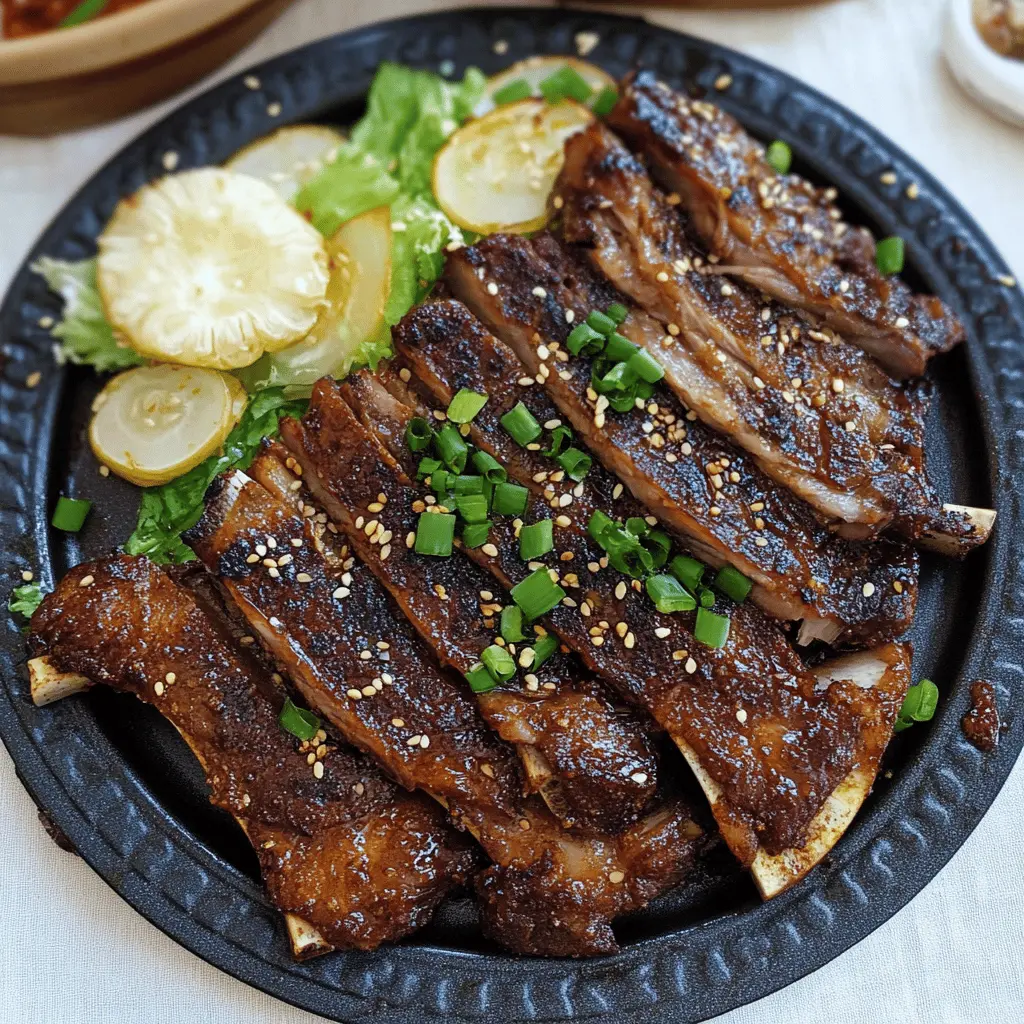 Get ready to enjoy these mouthwatering Grilled Korean Short Ribs! Marinated in a mix of soy sauce, ginger, and garlic, these tender, juicy ribs deliver a burst of flavor in every bite. Perfect for summer barbecues or cozy family dinners. Save this recipe now and impress your guests at your next gathering!