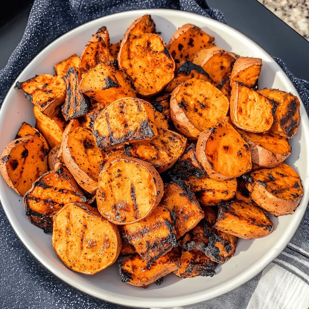 Fire up your grill for these delicious grilled sweet potatoes! With their natural sweetness and smoky flavor, they make the perfect side dish for any barbecue or picnic. Just slice, season, and grill to achieve a tender, caramelized delight. Save this recipe to impress your guests at your next summer gathering!