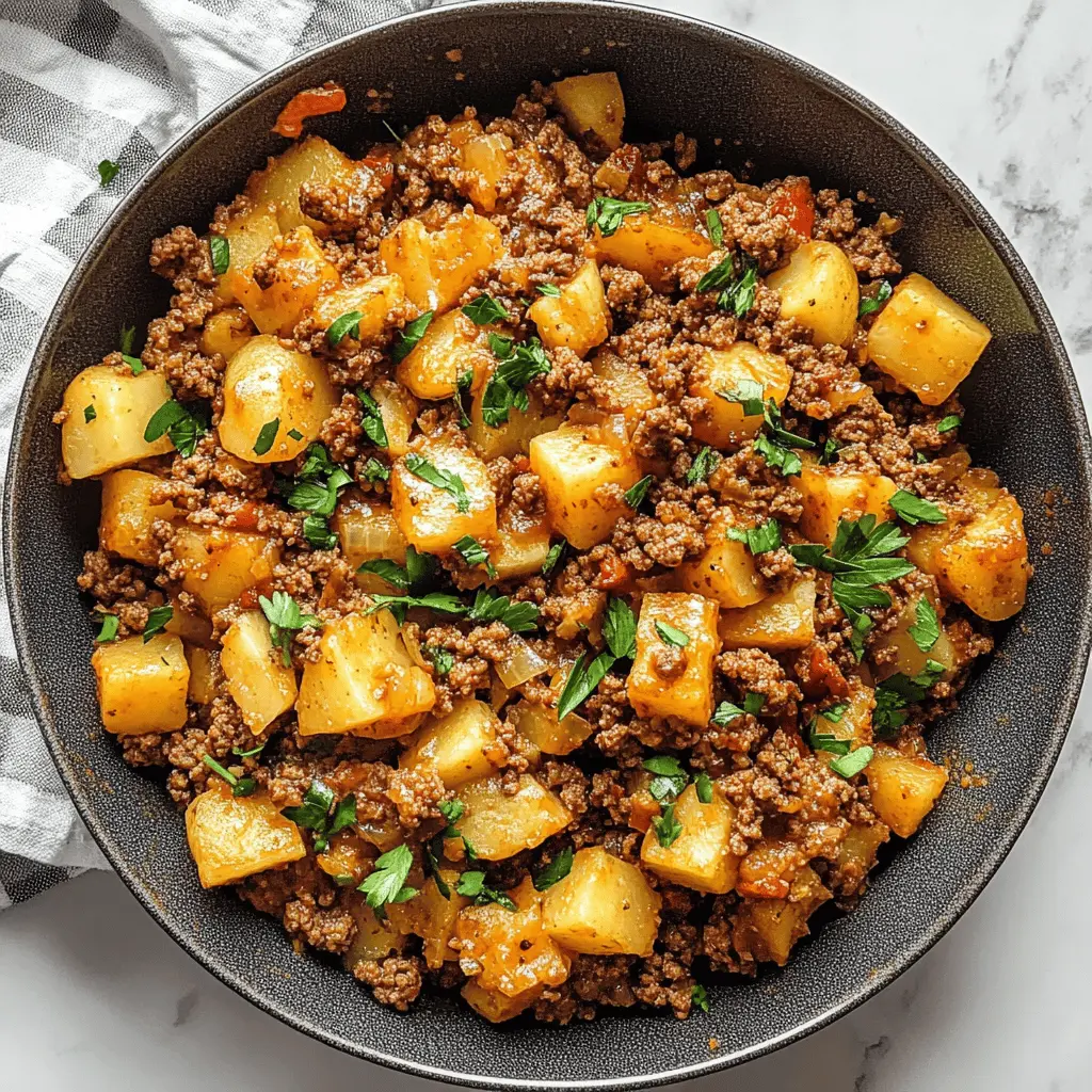 This hearty ground beef and potatoes recipe is a simple yet satisfying meal that the whole family will love! Juicy beef combined with tender potatoes creates a flavorsome dish perfect for weeknight dinners. Save this pin for an easy comfort food that warms your home and heart—ideal for cozy family gatherings or busy nights!
