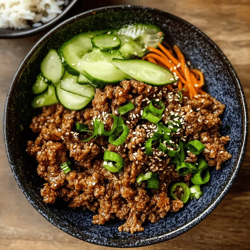 This Ground Beef Bulgogi is a twist on the classic Korean dish, featuring tender beef marinated in a delicious blend of soy sauce, garlic, and ginger. Ready in just 30 minutes, it's perfect for quick weeknight dinners or a fun meal prep option. Serve it over rice or in lettuce wraps for an easy and satisfying feast. Save this recipe for your next family dinner!