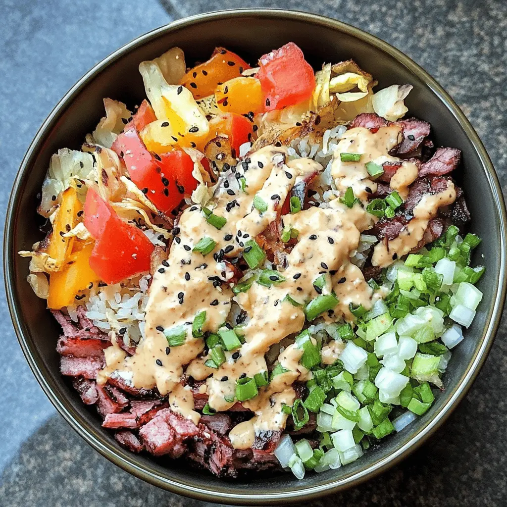 Enjoy the comforting flavors of a Reuben sandwich in a hearty bowl! This easy recipe combines corned beef, sauerkraut, and Swiss cheese, all topped with a creamy dressing. Perfect for lunch or dinner, it’s a filling and delicious option that will warm your heart. Save this tasty Reuben in a Bowl recipe for your next cozy meal!