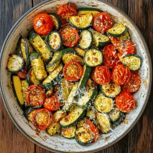 Transform your veggies with this Roasted Parmesan Zucchini and Tomatoes recipe! Bursting with flavors, this dish combines tender zucchini and juicy tomatoes, all topped with a golden, cheesy crust. Perfect as a side for dinner or a healthy snack. Save this delicious recipe for your next meal prep or family gathering!