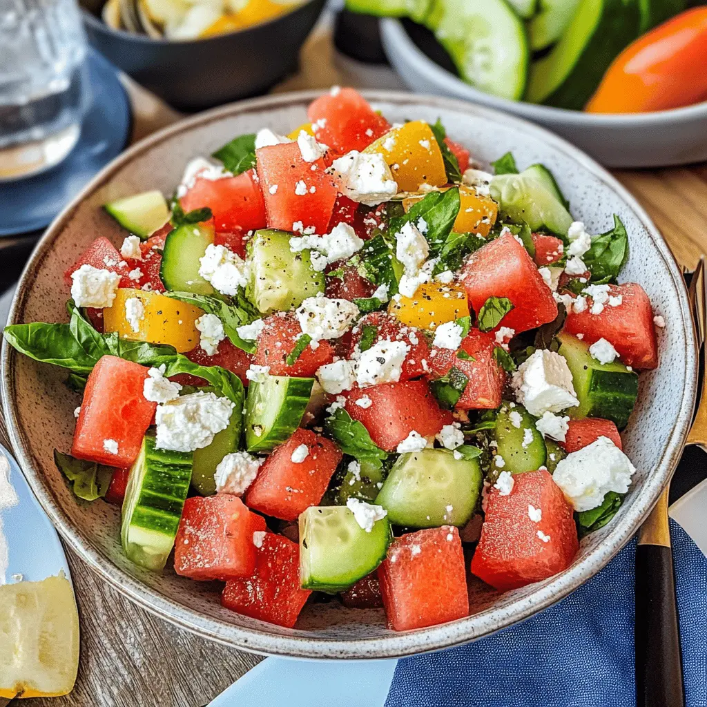 Refreshing Watermelon Cucumber Feta Salad