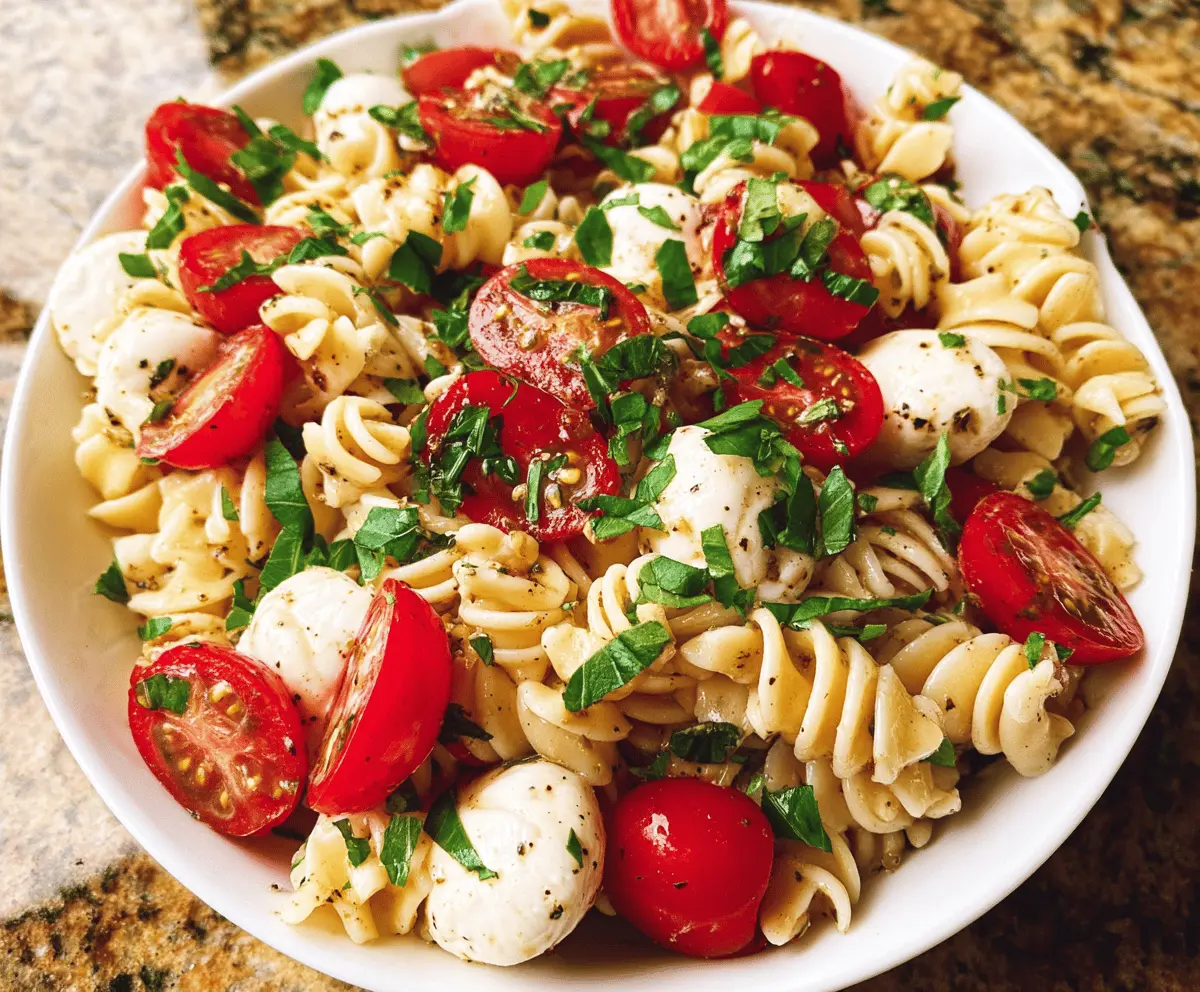 Easy Caprese Pasta Salad with Fresh Mozzarella