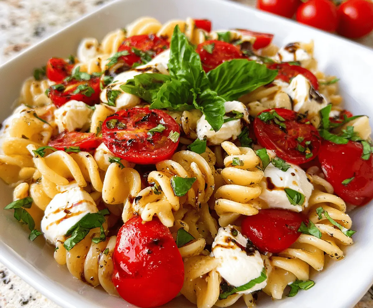 Easy Caprese Pasta Salad with Fresh Mozzarella