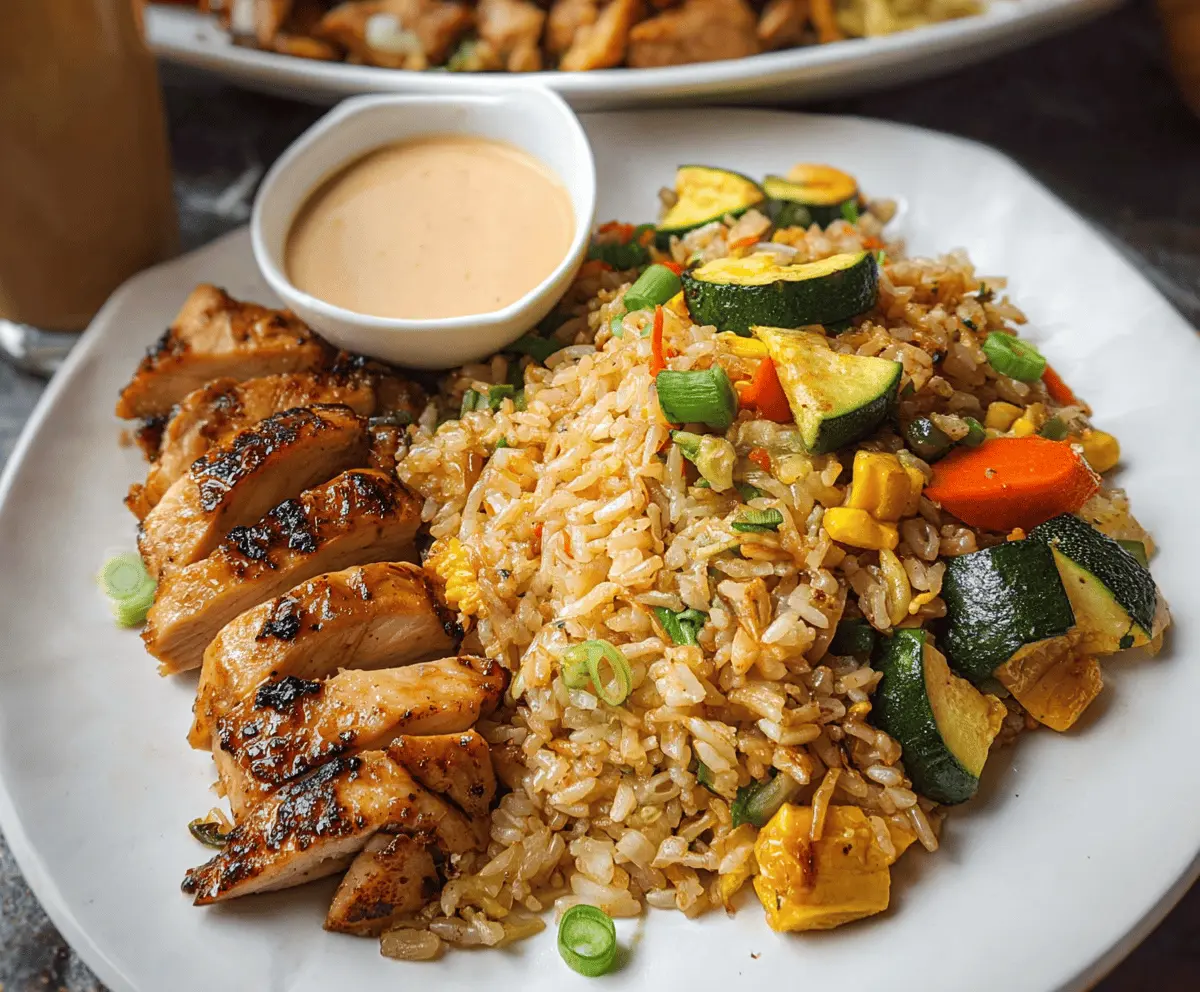 Easy Hibachi Chicken with Fried Rice and Veggies