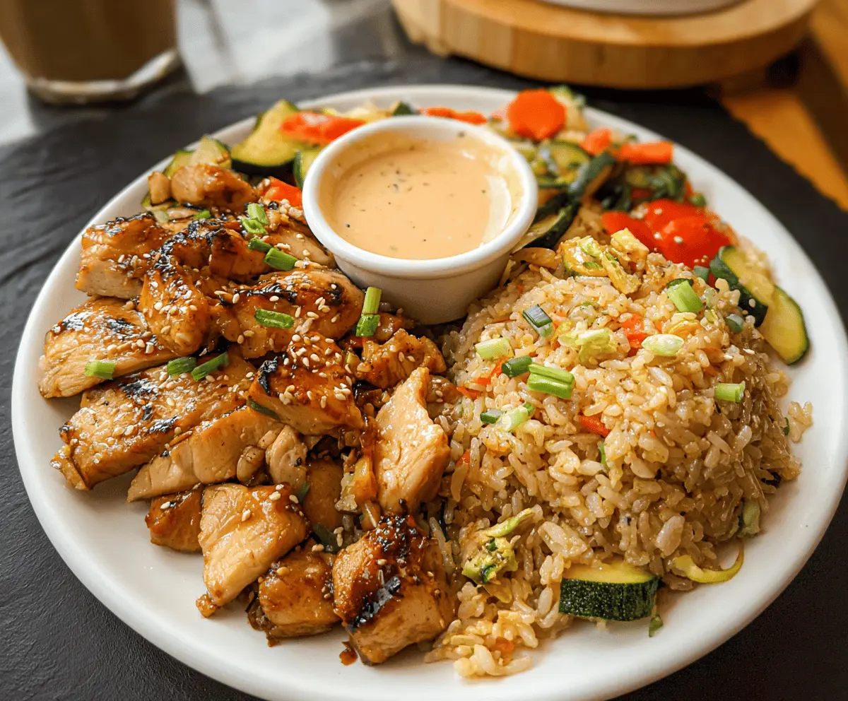 Easy Hibachi Chicken with Fried Rice and Veggies