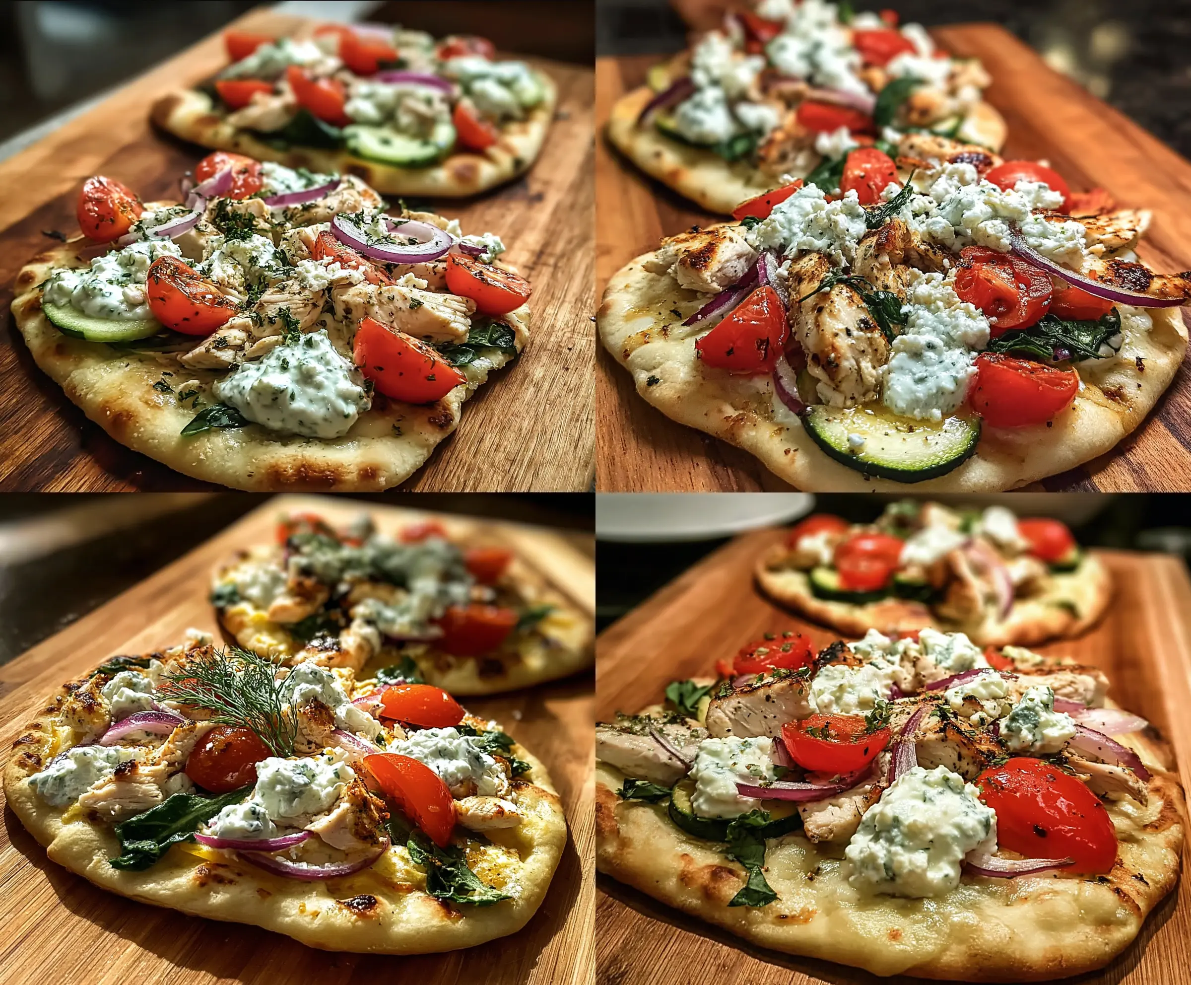 Easy Tzatziki Chicken and Veggie Naan Pizza