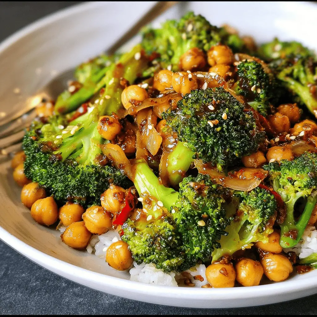 Easy Garlic Broccoli Chickpea Stir Fry
