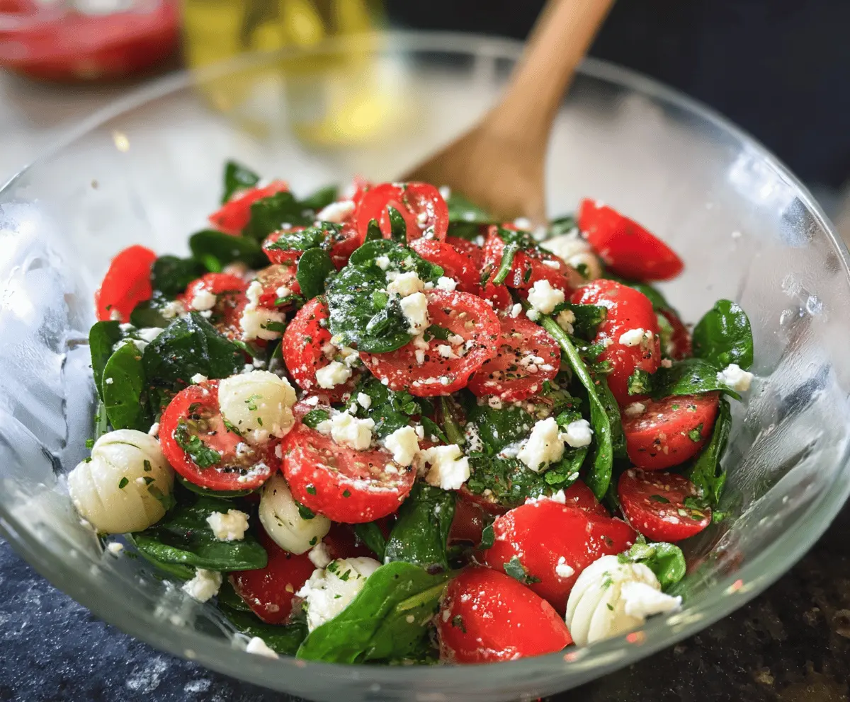 Easy Spinach Tomato Salad With Feta Cheese