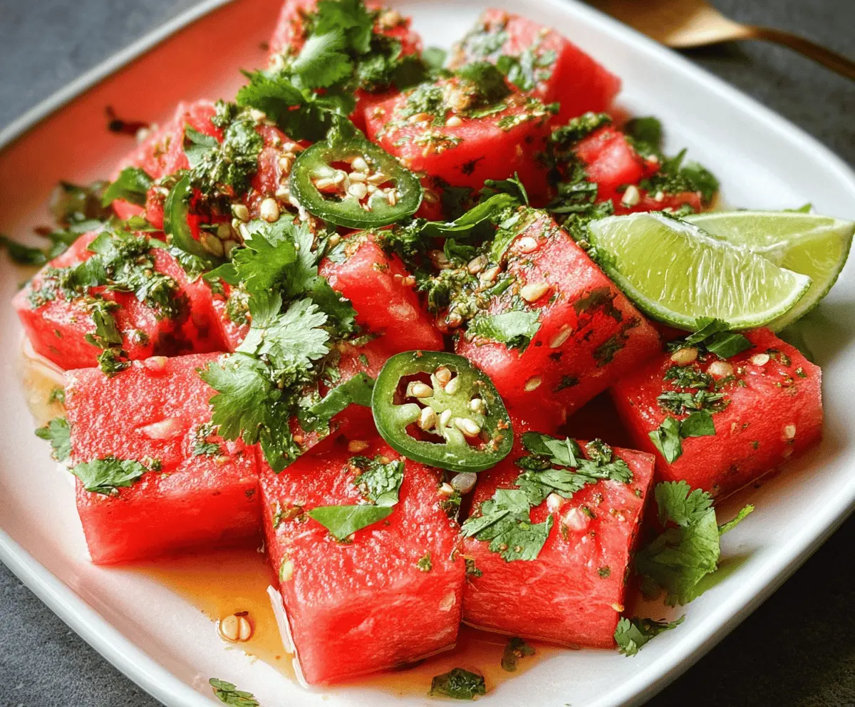 Easy Spicy Watermelon Salad with Cilantro and Lime