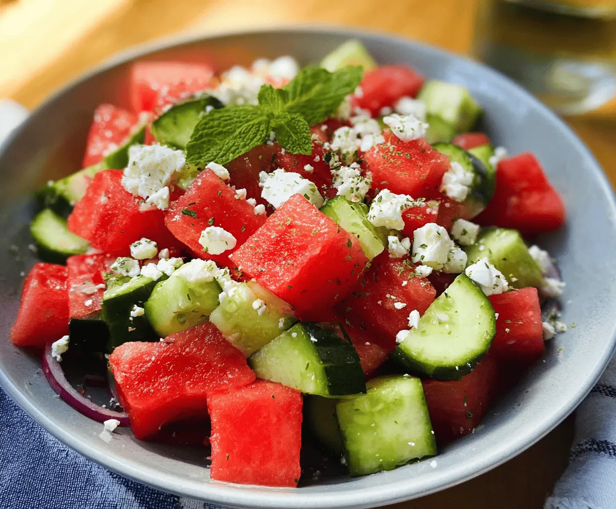 Easy Watermelon Salad with Feta and Cucumber