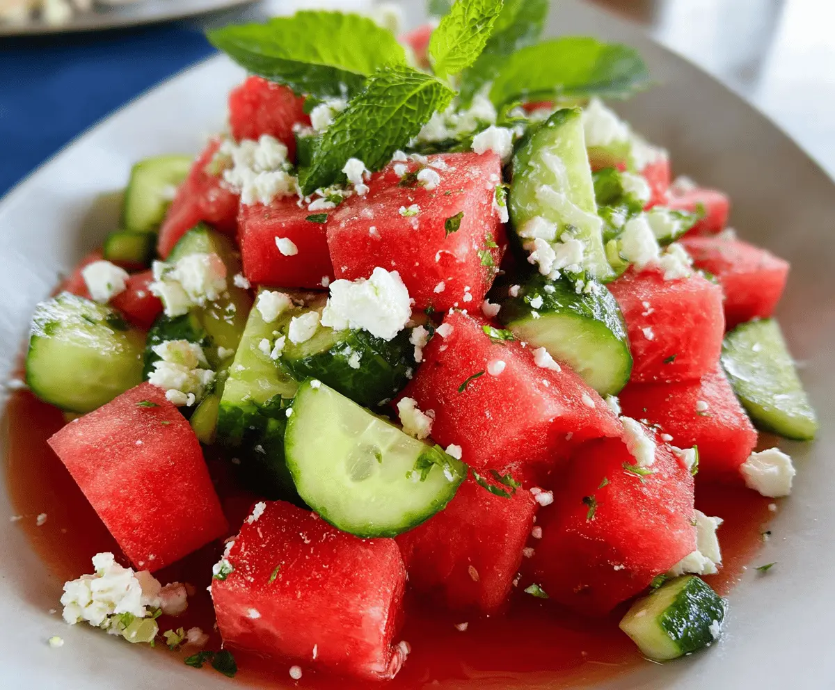 Easy Watermelon Salad with Feta and Cucumber
