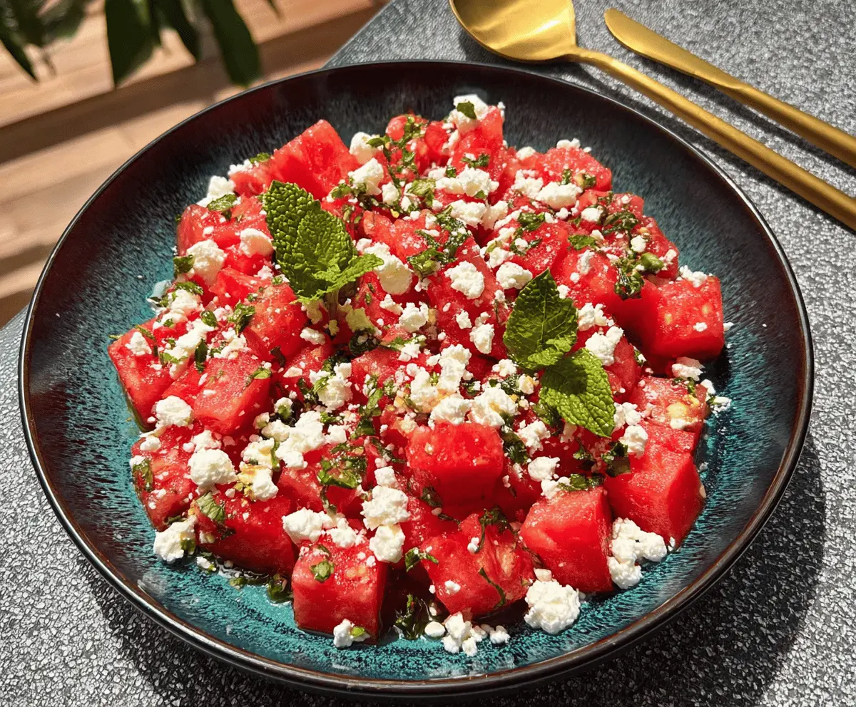 Easy Watermelon Salad with Feta and Fresh Mint