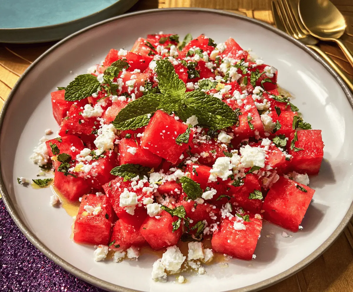 Easy Watermelon Salad with Feta and Fresh Mint
