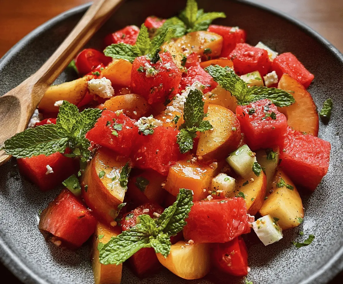 Fresh Peach Watermelon Salad Recipe for Summer