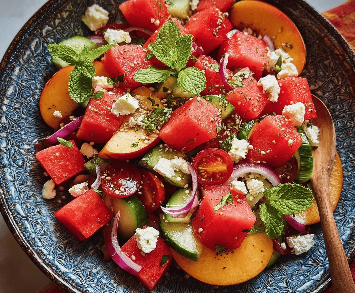 Fresh Peach Watermelon Salad Recipe for Summer