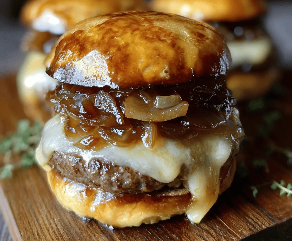 Easy French Onion Burgers with Melted Cheese