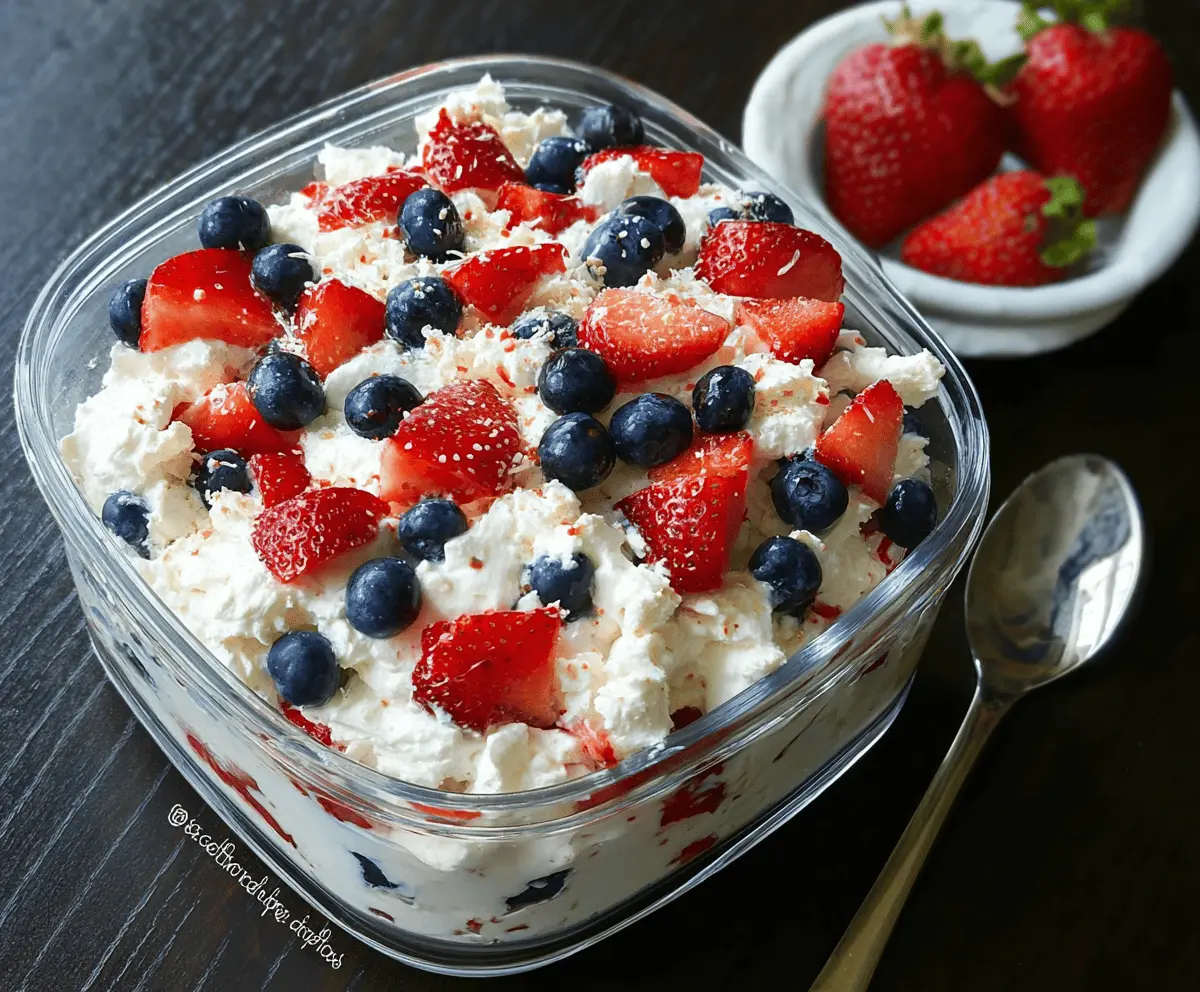 Easy Red White and Blue Cheesecake Salad Recipe