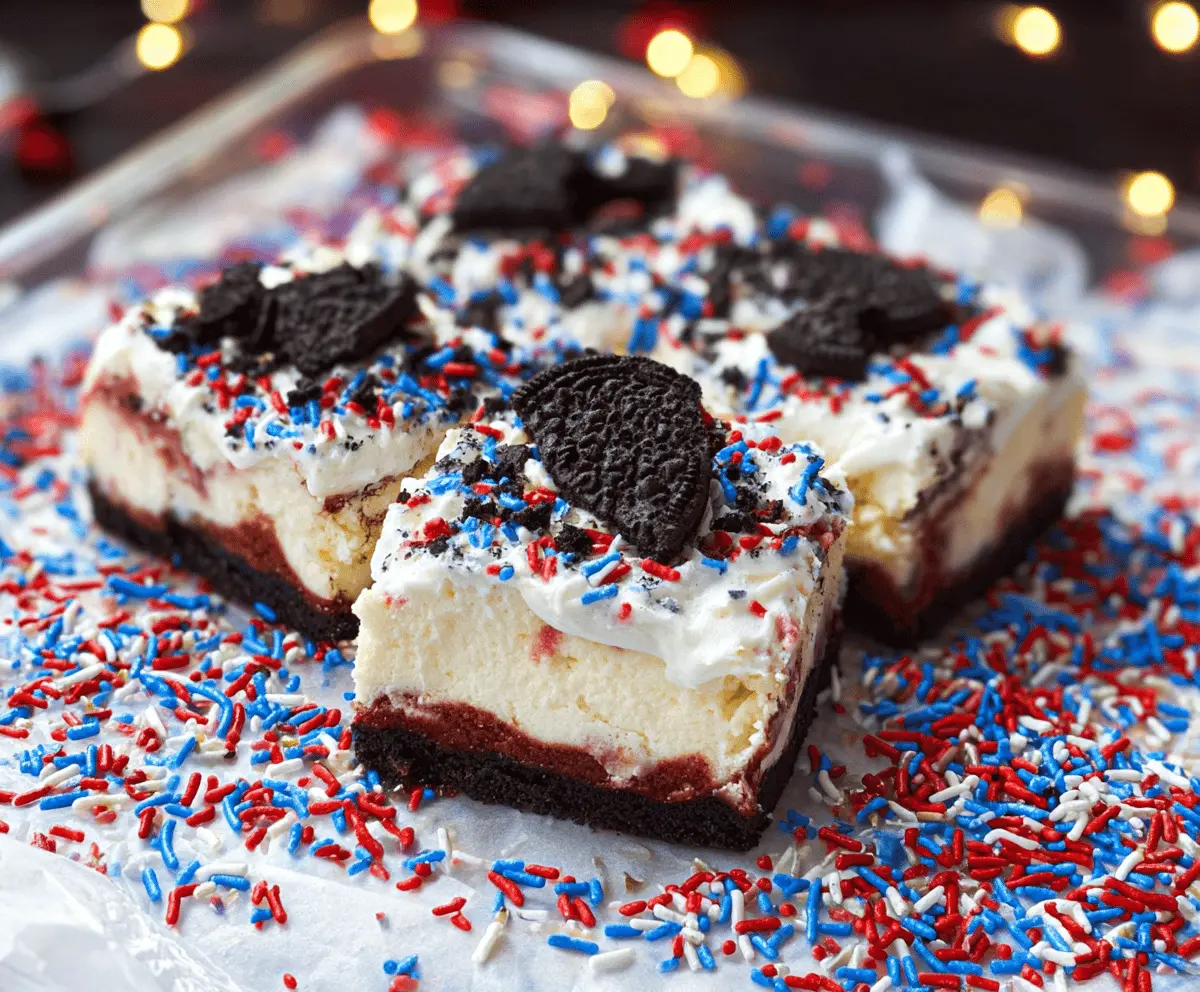No Bake Fireworks Oreo Cheesecake Bars Recipe