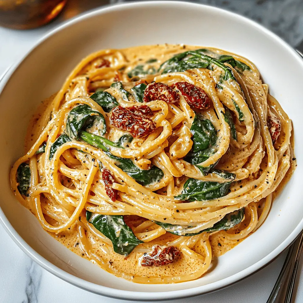 Creamy Sun-Dried Tomato Spaghetti with Spinach