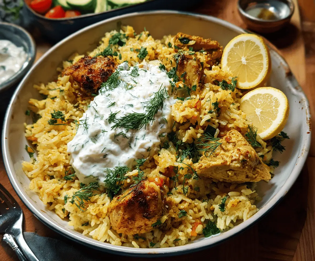 Easy Dump and Bake Chicken Tzatziki Rice