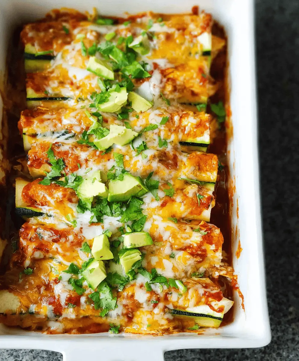 Cheesy Keto Chicken Enchiladas with Zucchini
