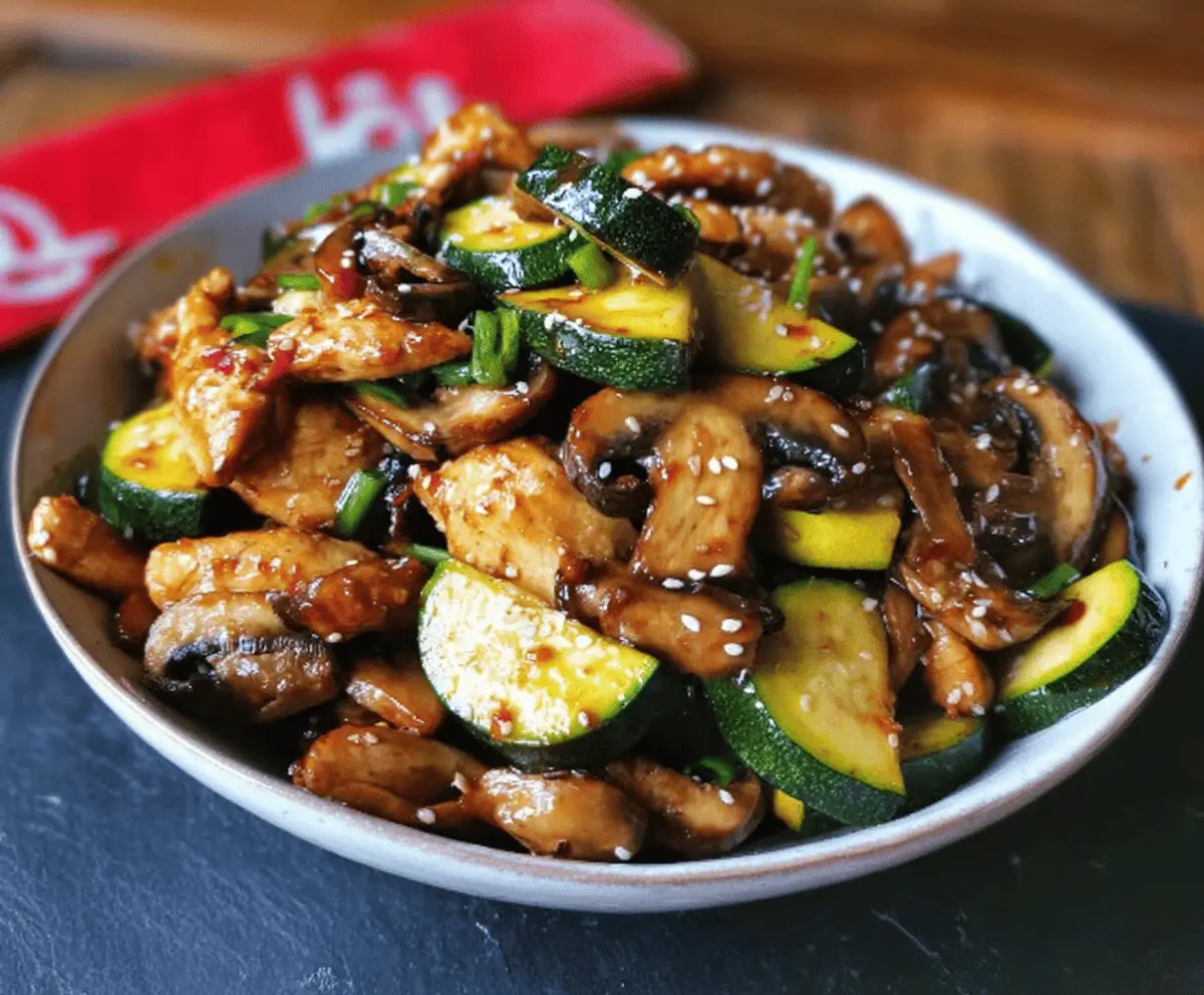 Easy Zucchini Mushroom Chicken Stir Fry Recipe
