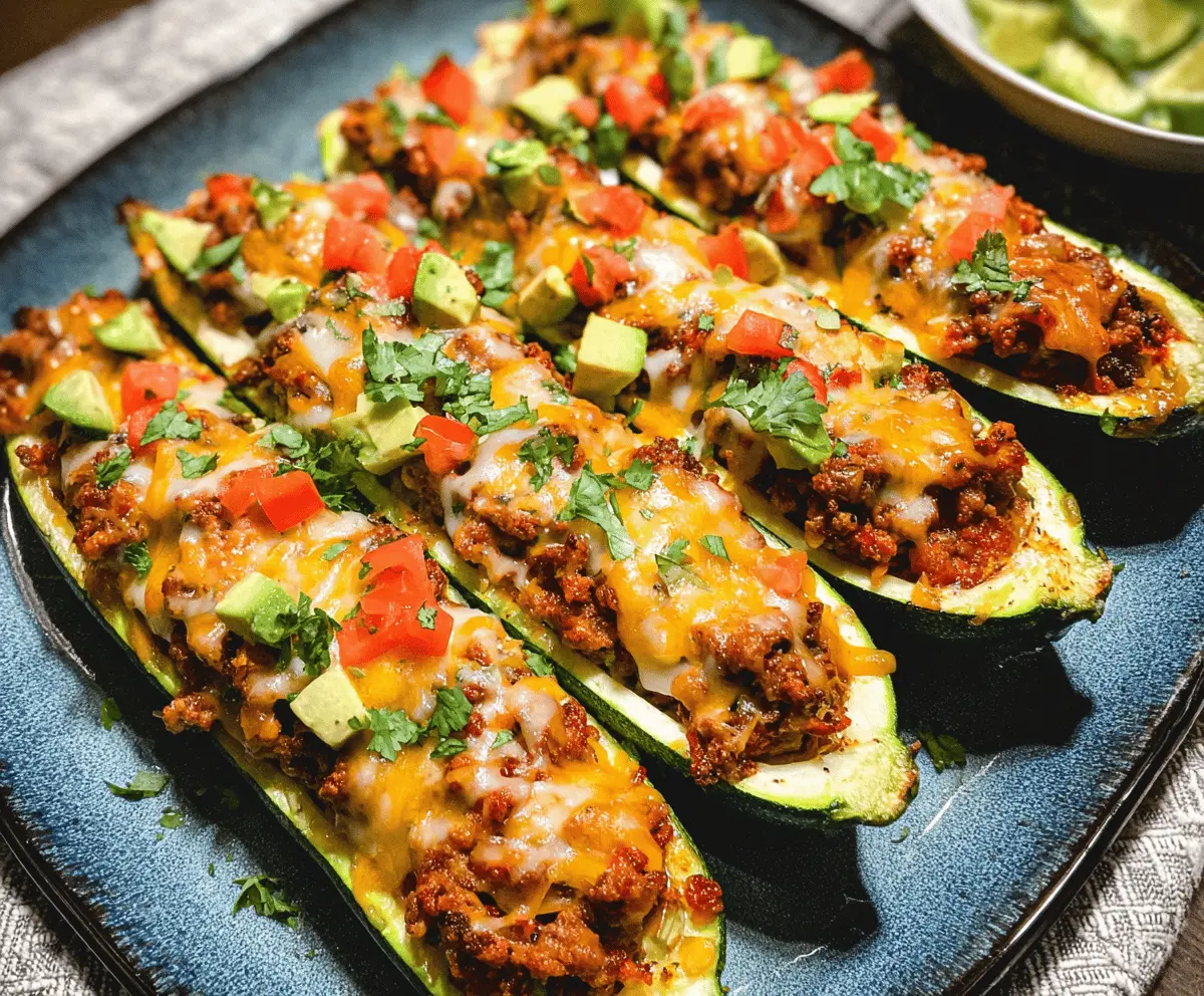 Healthy Ground Turkey Taco Zucchini Boats