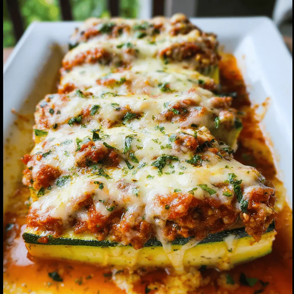 Cheesy Lasagna-Stuffed Zucchini Boats