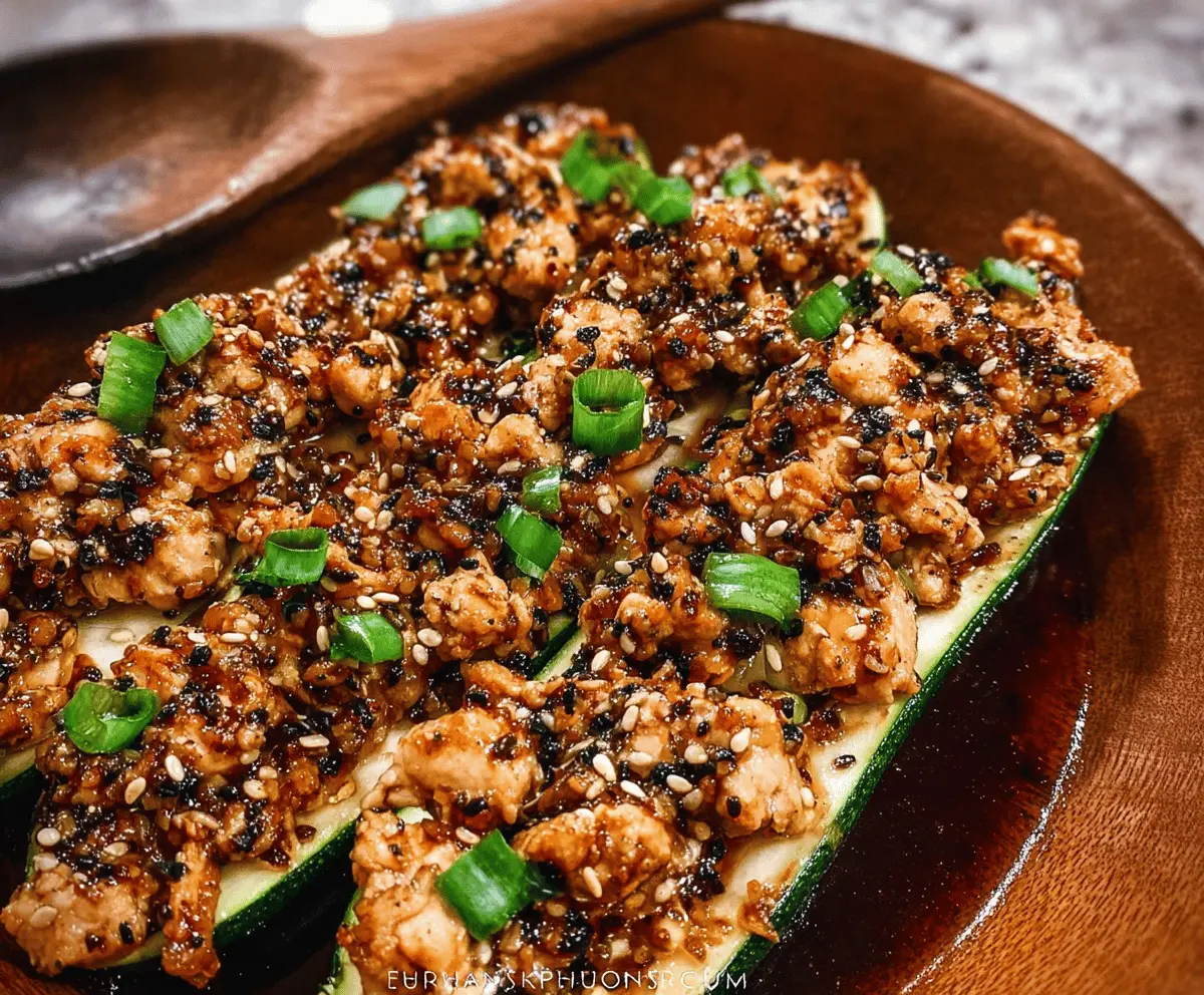 Garlic Sesame Honey Chicken Zucchini Boats