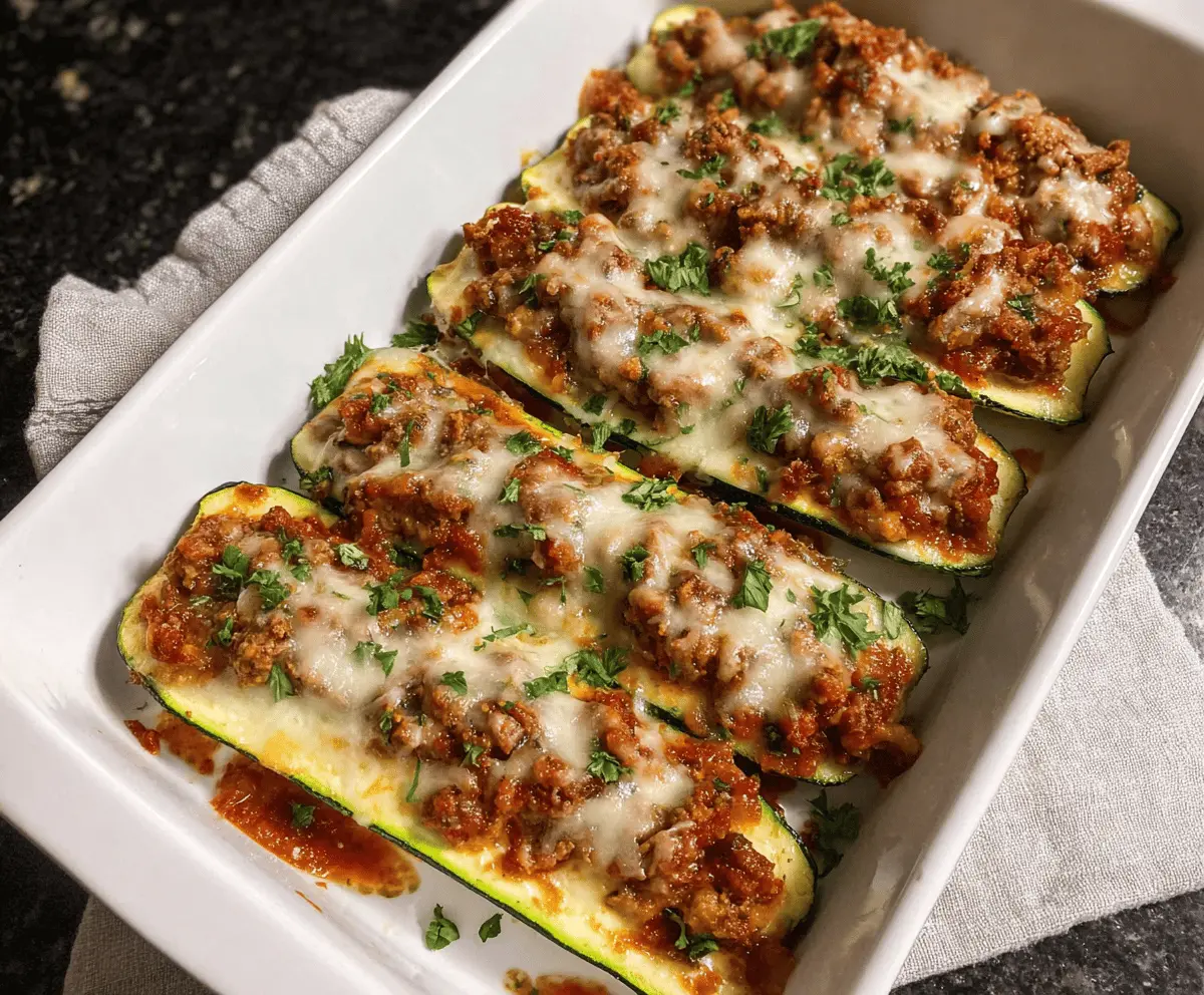 Easy Keto Zucchini Lasagna Boats Recipe