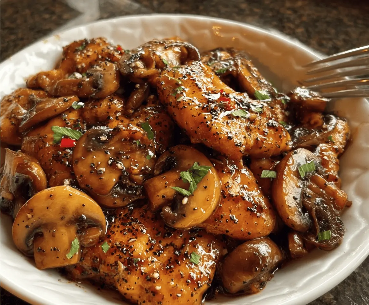 Easy Black Pepper Chicken with Mushrooms Recipe