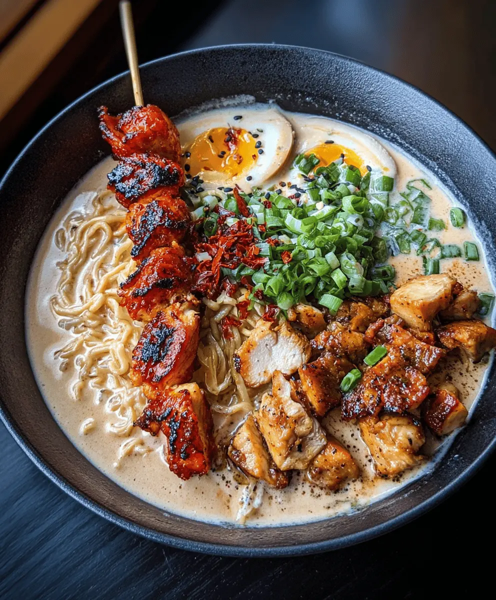 Fiery Chicken Ramen with Creamy Garlic Sauce