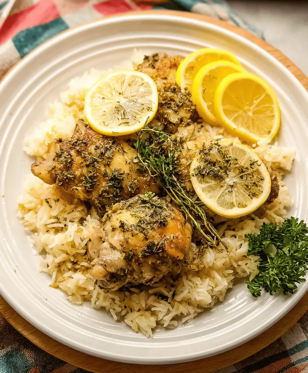Easy Slow Cooker Lemon Herb Chicken and Rice