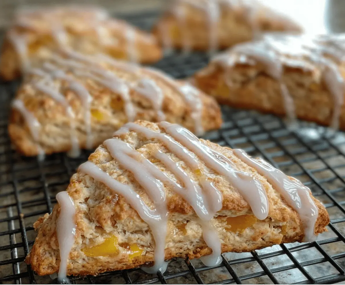 Easy Peach Pie Scones With Sweet Vanilla Glaze