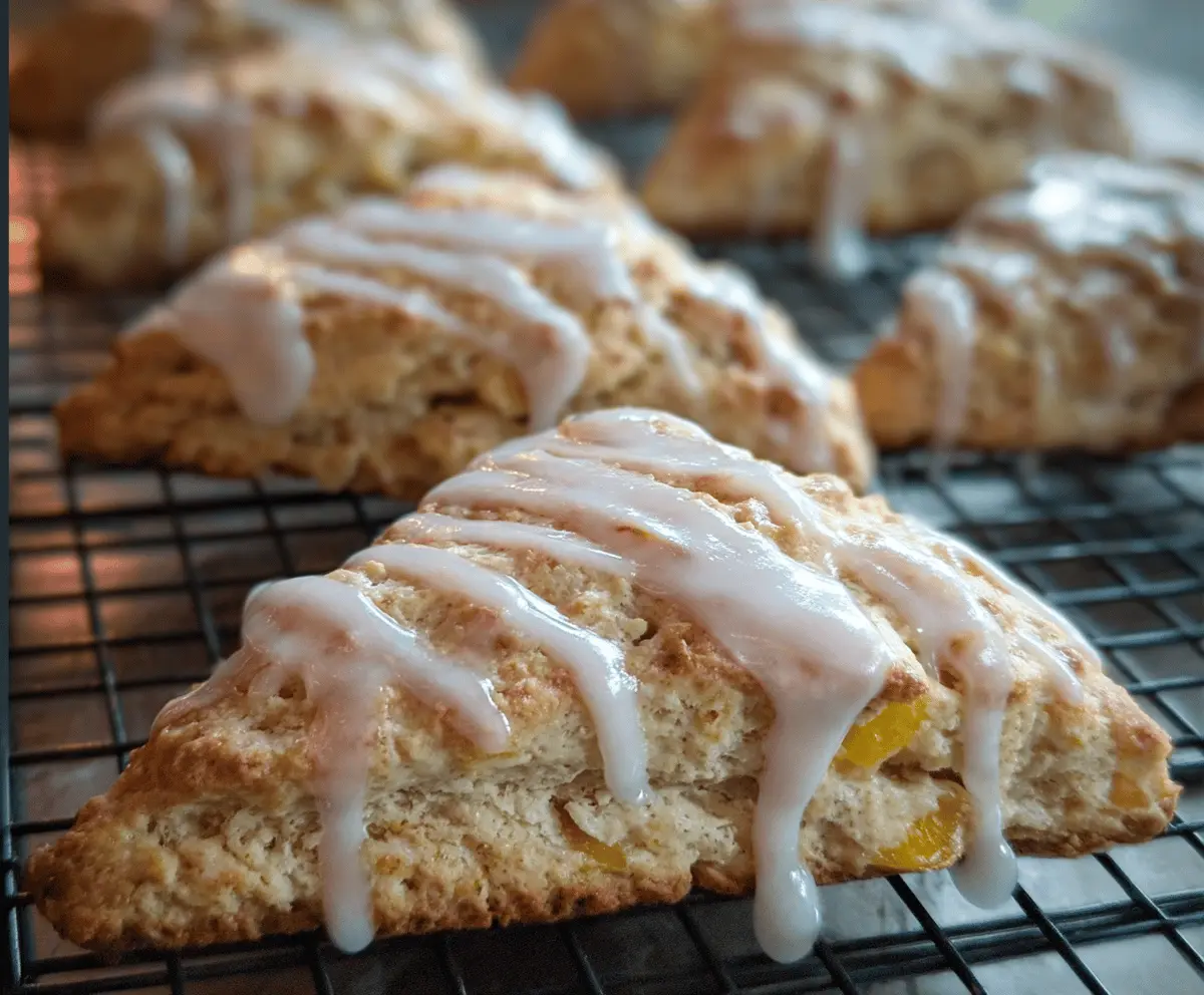 Easy Peach Pie Scones With Sweet Vanilla Glaze