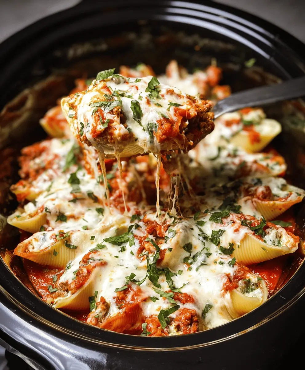Easy Slow Cooker Stuffed Shells with Meat Filling