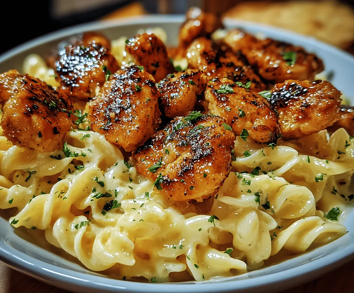 Creamy Garlic Butter Chicken Bites with Parmesan Pasta