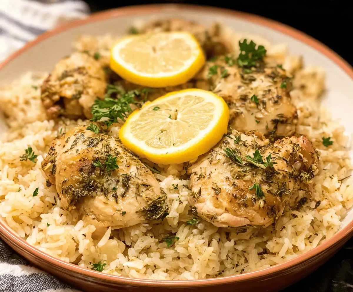 Easy Slow Cooker Lemon Herb Chicken and Rice