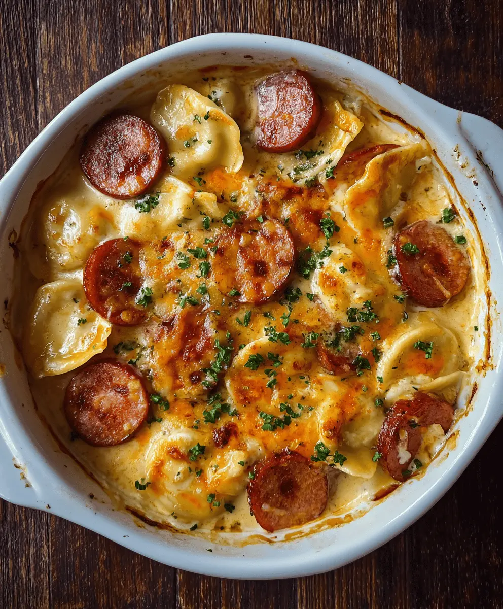 Easy Crockpot Pierogi Casserole with Kielbasa