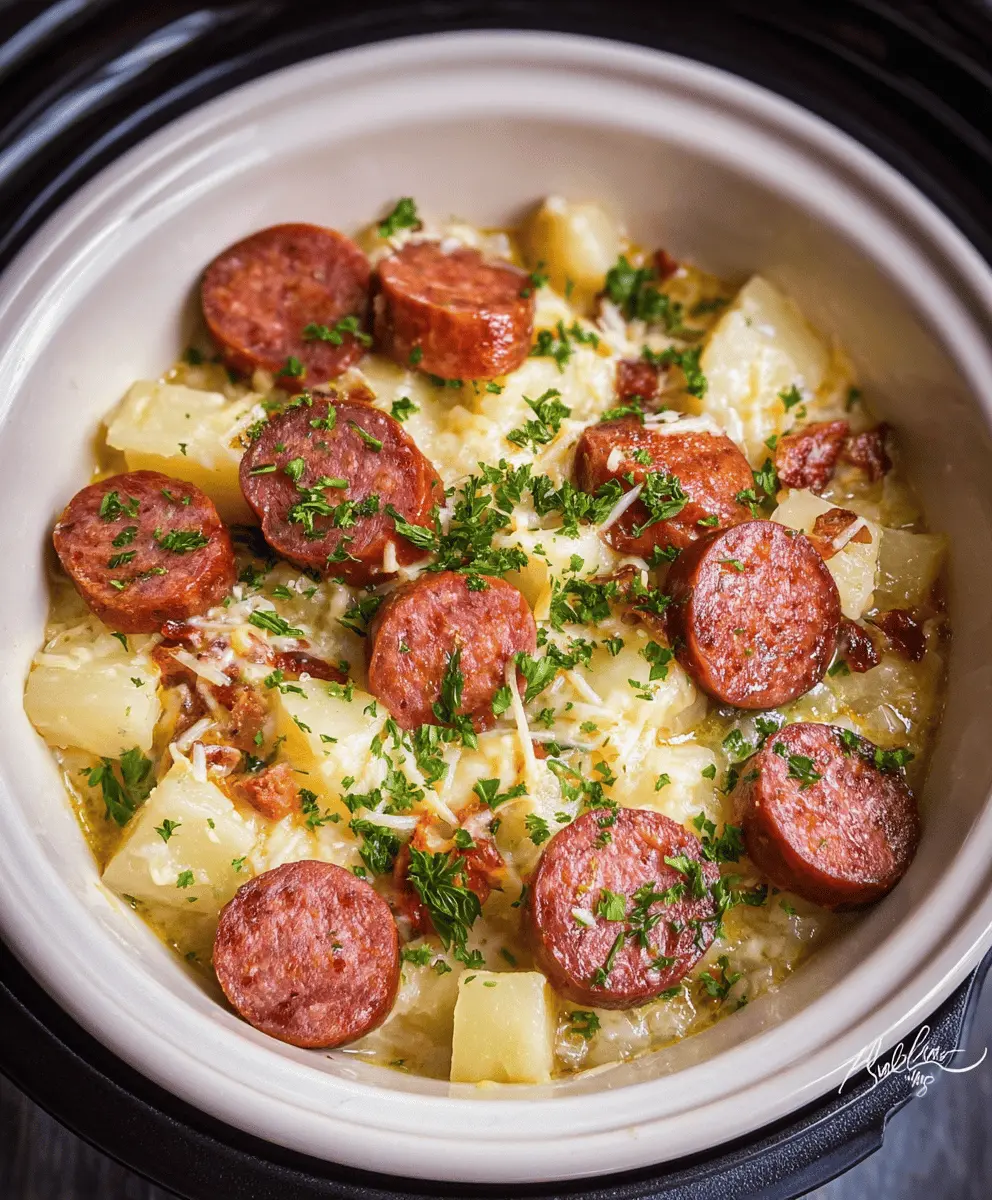 Easy Crockpot Cheesy Kielbasa Dinner Recipe