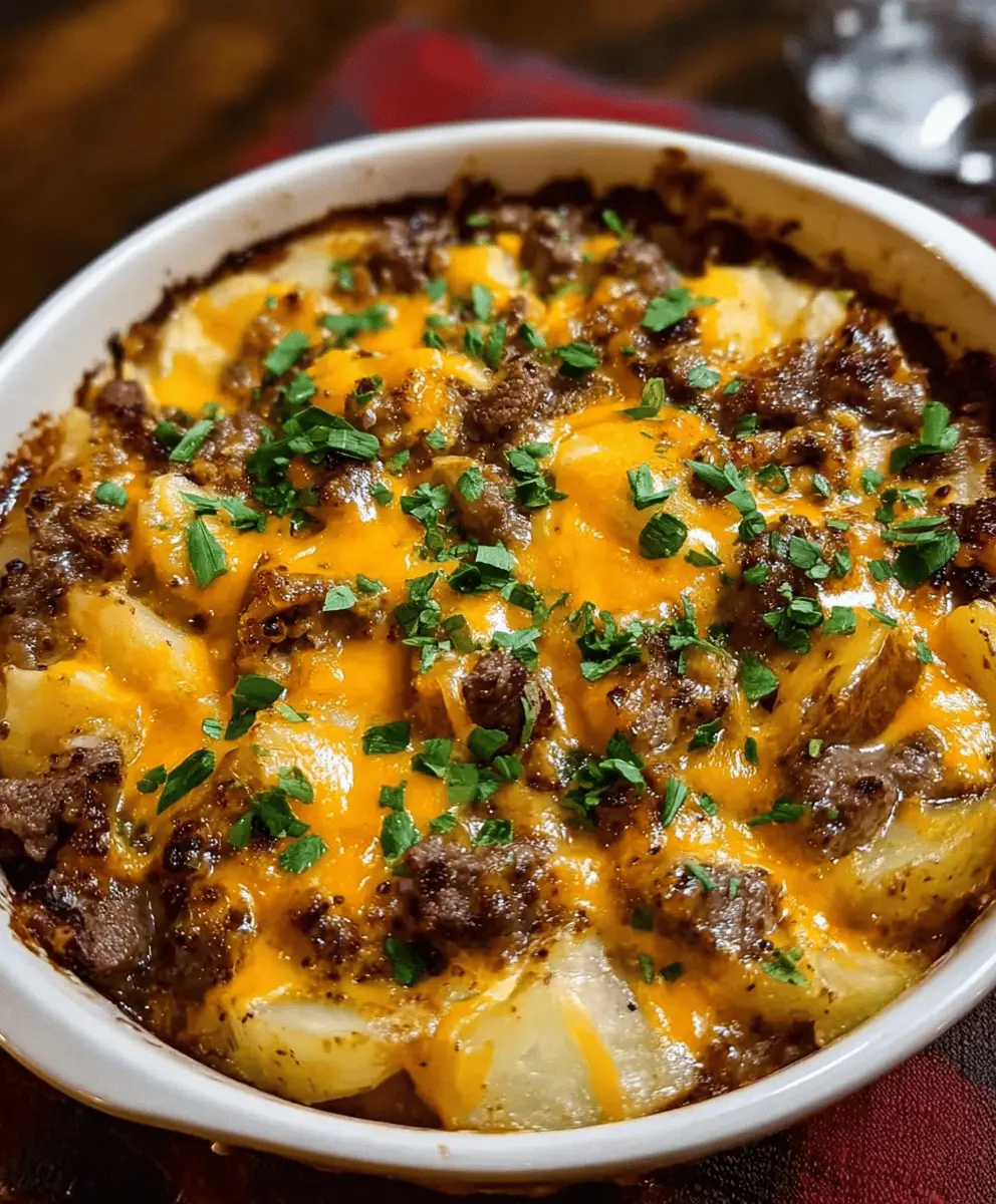 Easy Slow Cooker Steak and Cheddar Potato Casserole