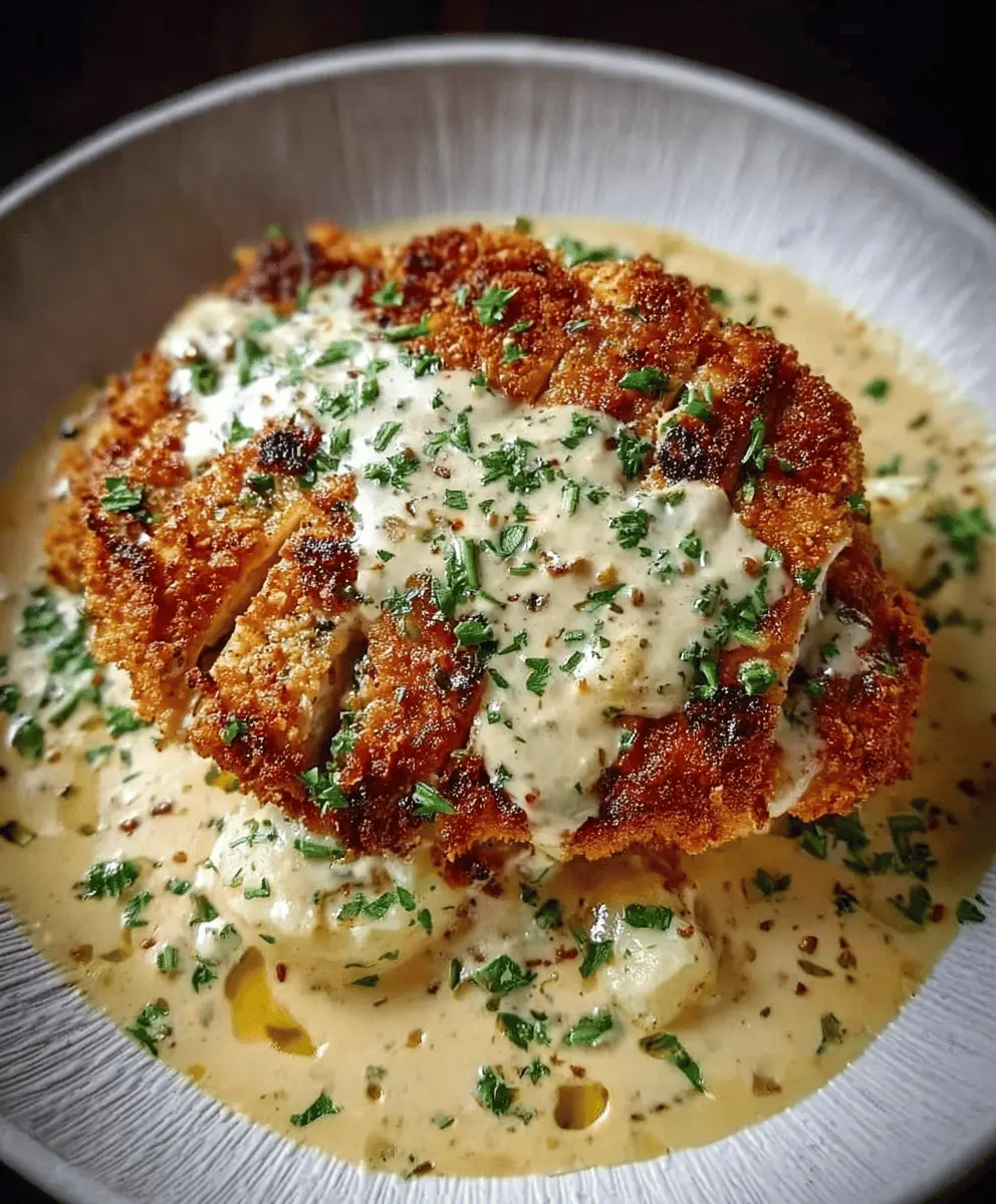 Crispy Parmesan Chicken with Creamy Garlic Sauce