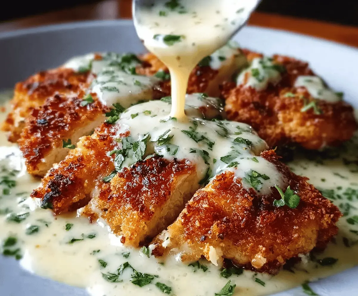 Crispy Parmesan Chicken with Creamy Garlic Sauce