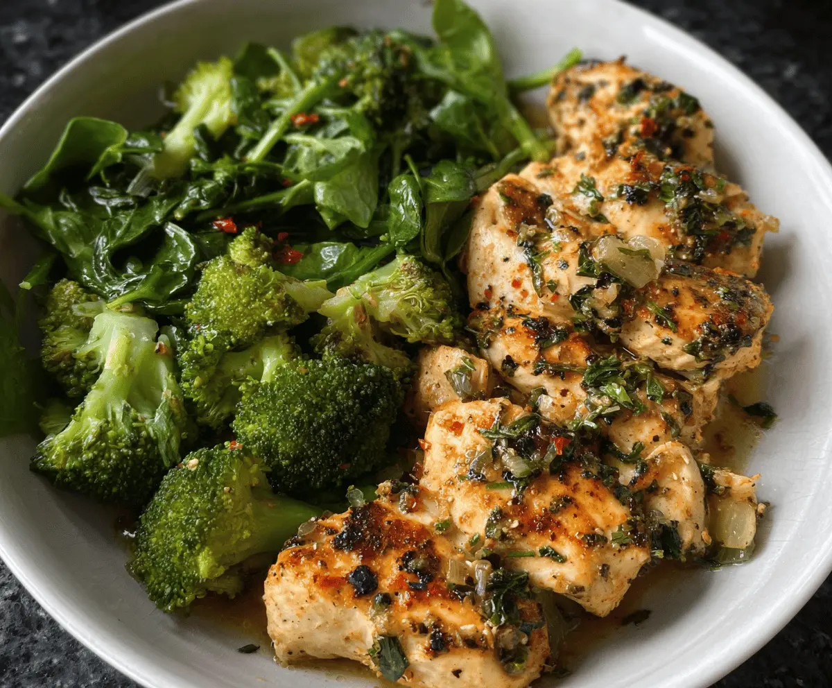 Easy Garlic Chicken with Broccoli and Spinach