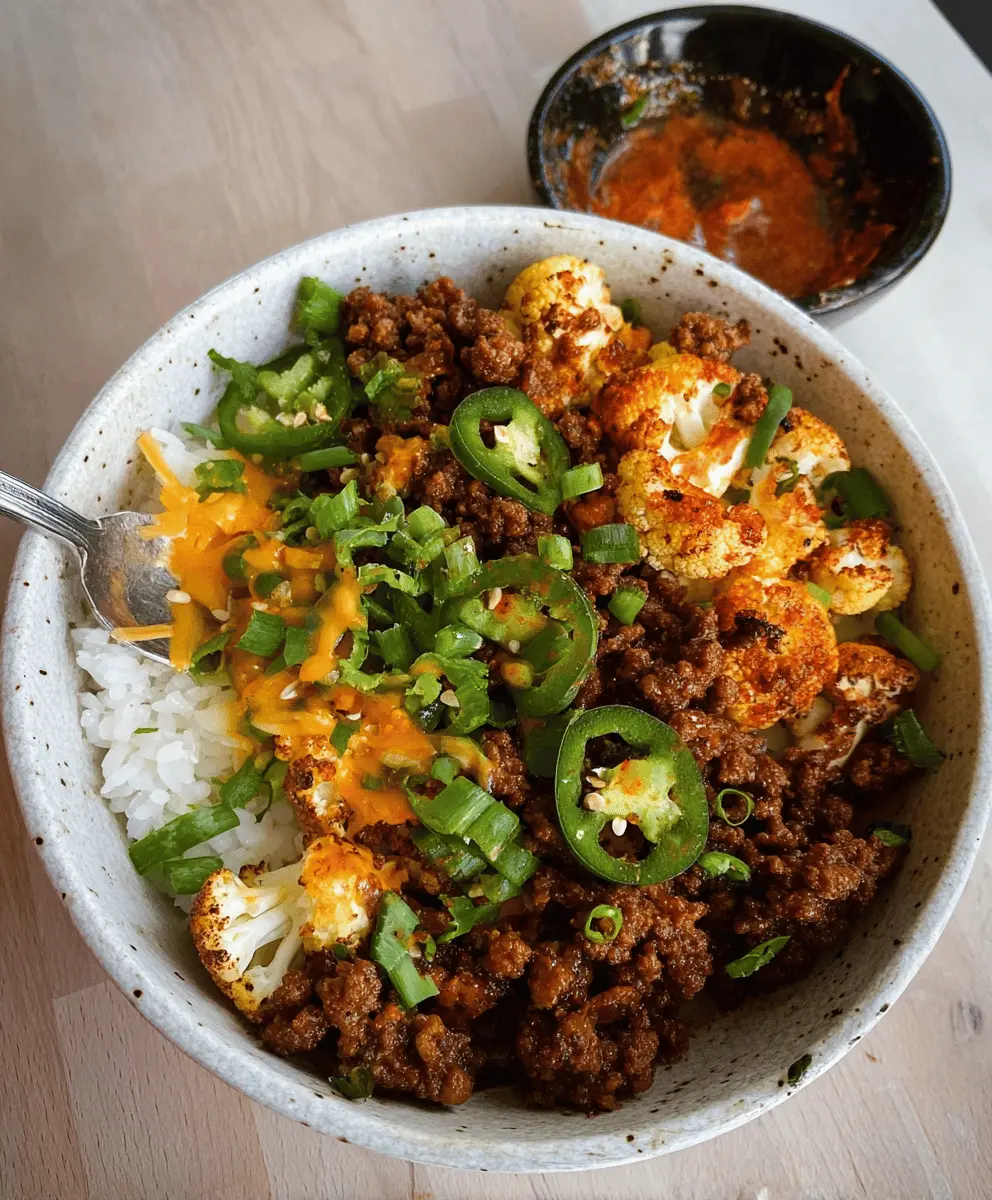 Crispy Chile Beef and Cauliflower Protein Bowls
